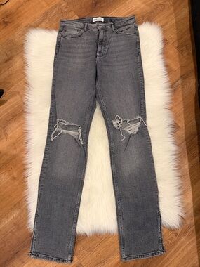 ZARA - Split-Hem Straight-Leg Jeans - Size 8
